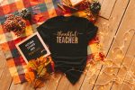 5. Thanksgiving Teacher Shirt Black